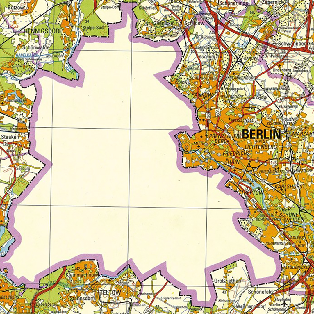 一幅一九八八年時期的東德柏林地圖