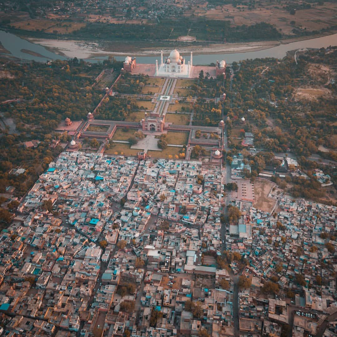 印度泰姬瑪哈陵與周邊地區鳥瞰圖